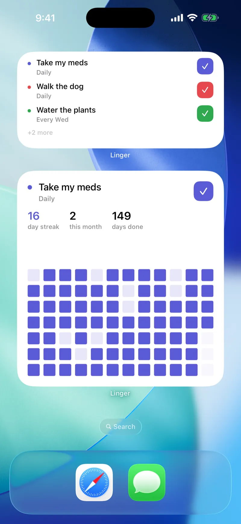 Linger screen